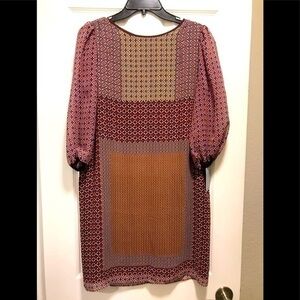 Max Studio poof sleeve Geo Print shift dress